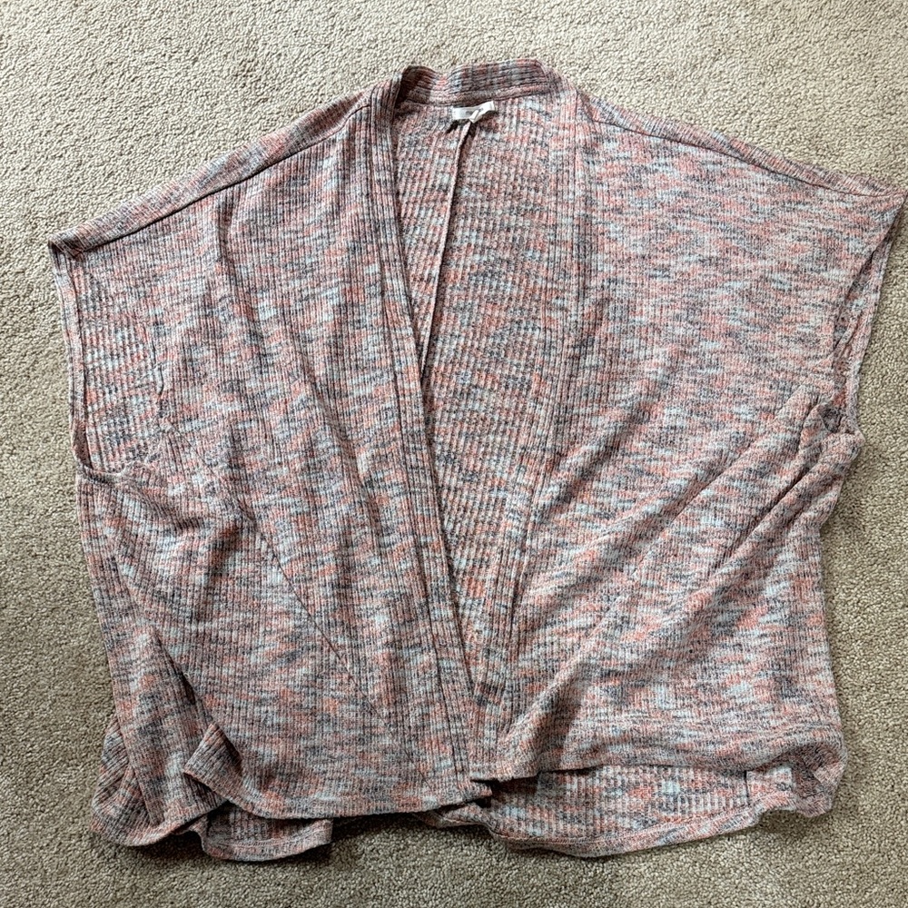 Maurices Pink and Gray Open-Front Sweater